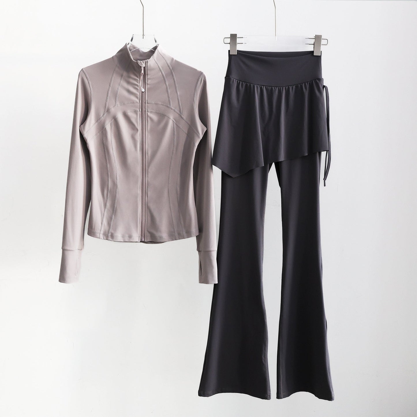Women’s Long Sleeve Running Set – Zip-Up Slim Fit Gym Outfit FitiqueFit