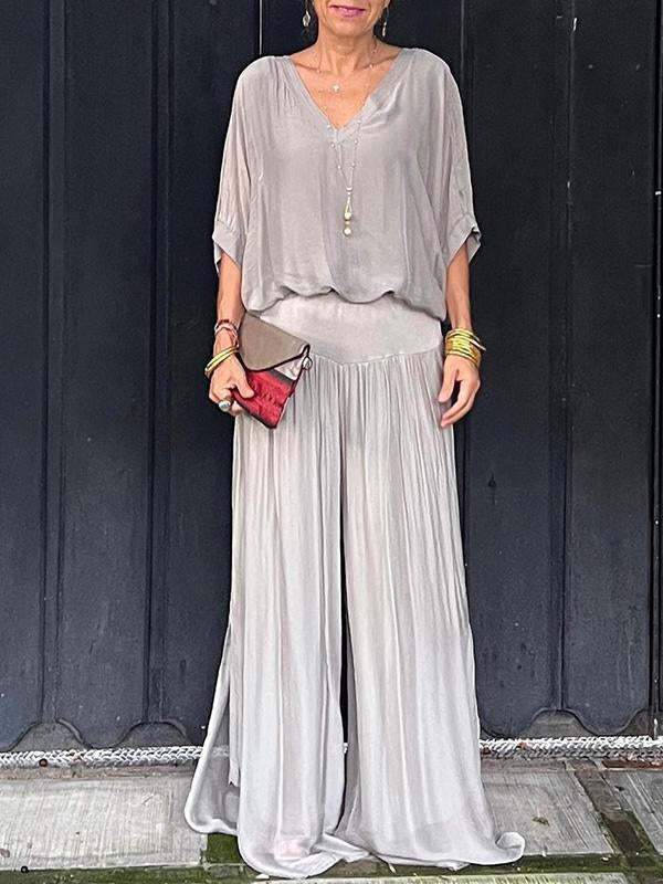 Solid-Color Chiffon Two-Piece Set – 10 Colors, S–5XL FitiqueFit