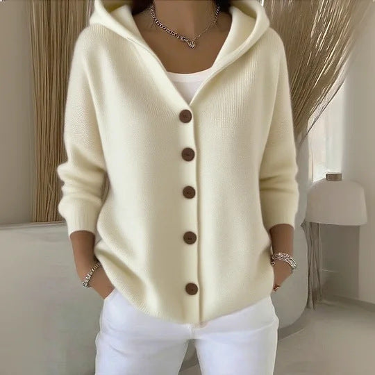 Women’s Button-Down Hoodie Cardigan Sweater Coat FitiqueFit