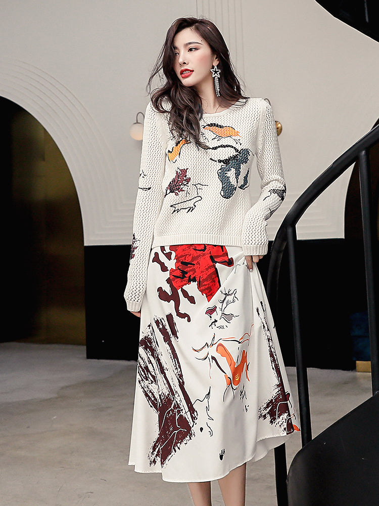 New Women's Skirt Knit Two-piece Suit See size chart under “more details” The Fashion Celestial