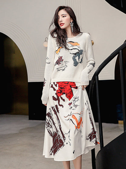 New Women's Skirt Knit Two-piece Suit See size chart under “more details” The Fashion Celestial