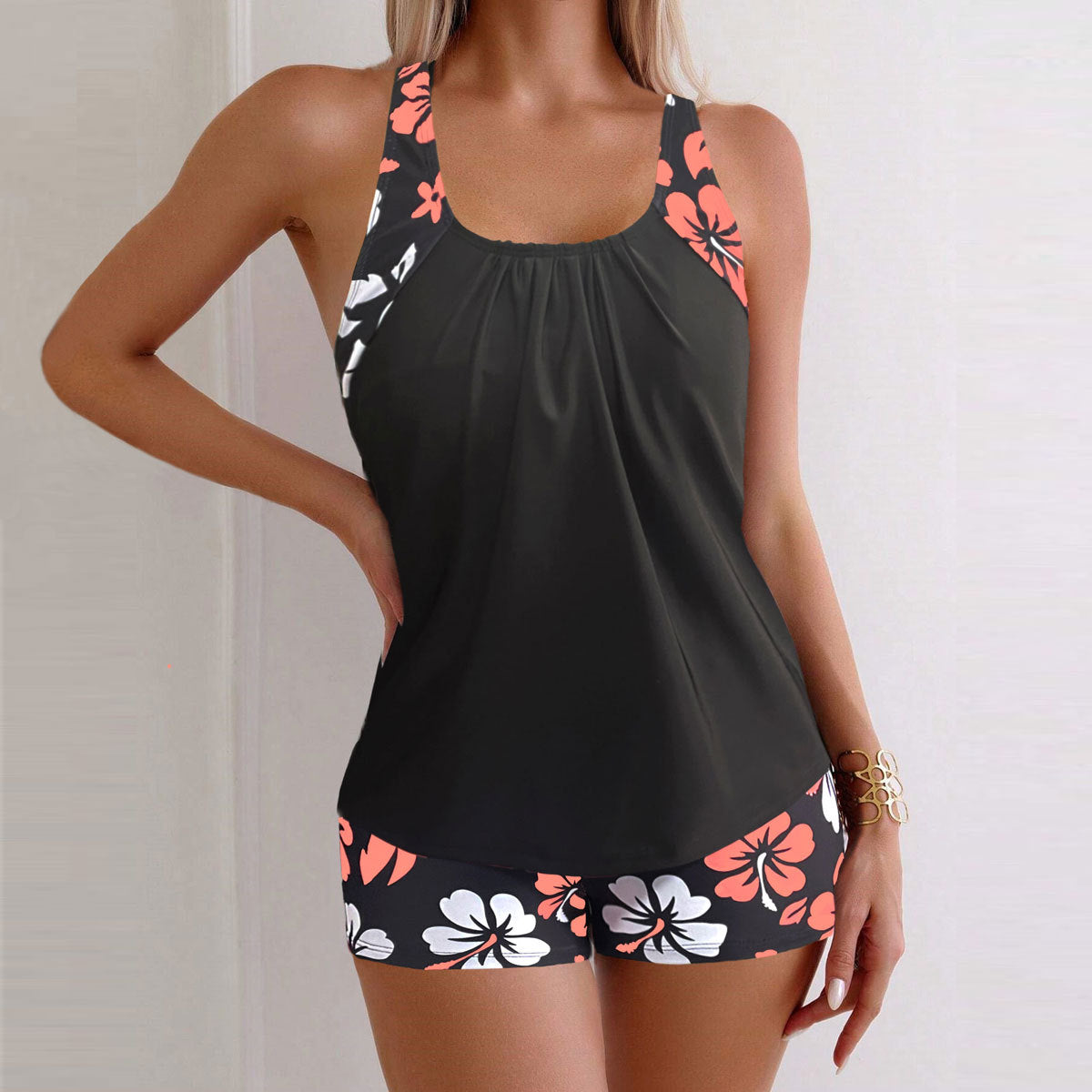 Women’s Loose Halter Two-Piece Swimsuit Floral Set FitiqueFit
