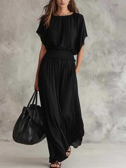 Women's Chiffon High-Waist Ruched Maxi Dress FitiqueFit