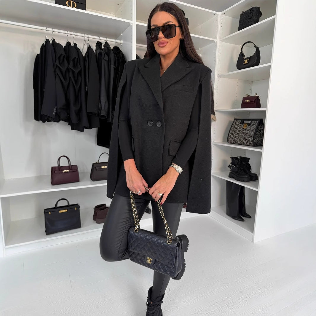 Women’s Solid Color Shawl Coat – Loose Wrap Outerwear FitiqueFit