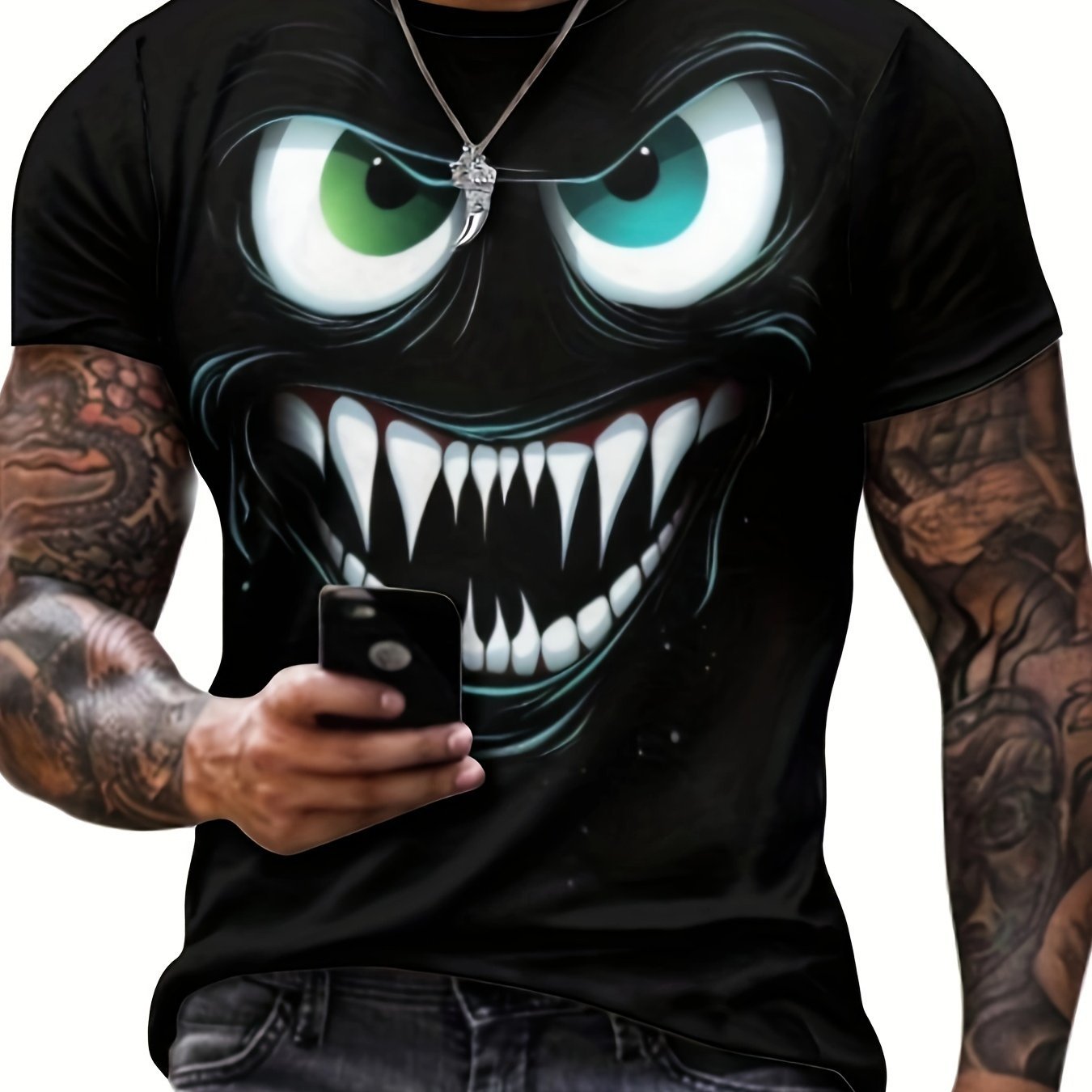 3D Evil Smile Shirt for Men – Streetwear Graphic Short Sleeve Tee FitiqueFit