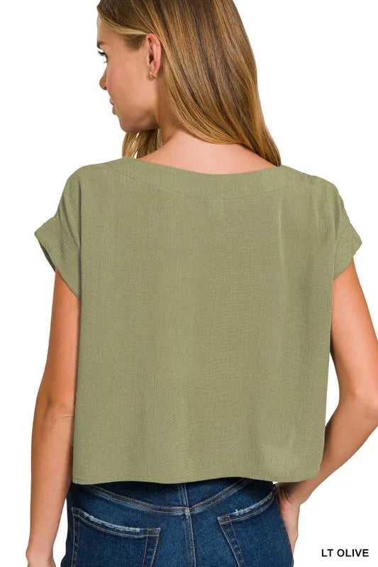 Zenana Woven Crinkle Gauze Crop Tee and Skirt Set West2East Surf