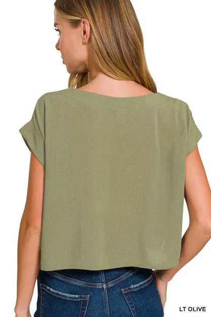 Zenana Woven Crinkle Gauze Crop Tee and Skirt Set West2East Surf