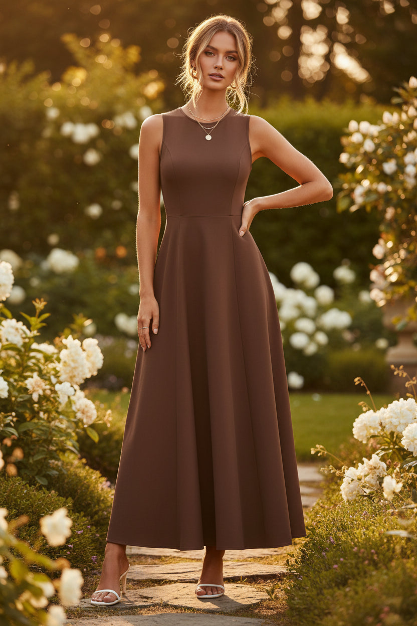 Women's Slim-Fit Long Vest Dress – A-Line High-Waist Sleeveless FitiqueFit