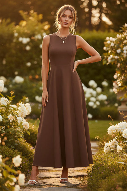 Women's Slim-Fit Long Vest Dress – A-Line High-Waist Sleeveless FitiqueFit