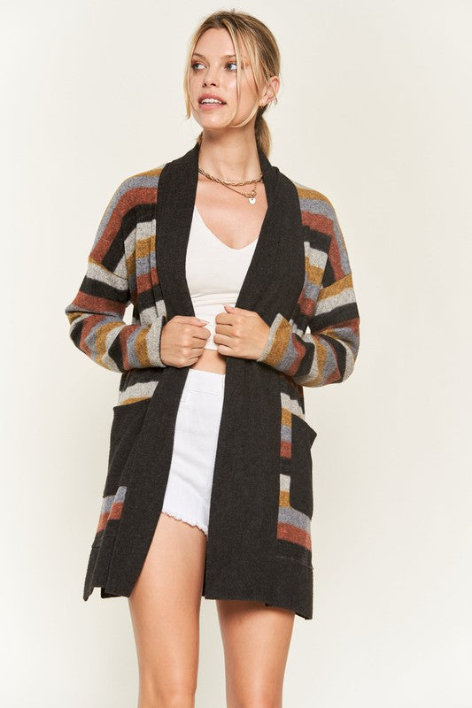 MULTI COLOR STRIPE CARDIGAN KRT1242 Shop Style & More | Fresh Looks, Everyday Deals & Free Shipping