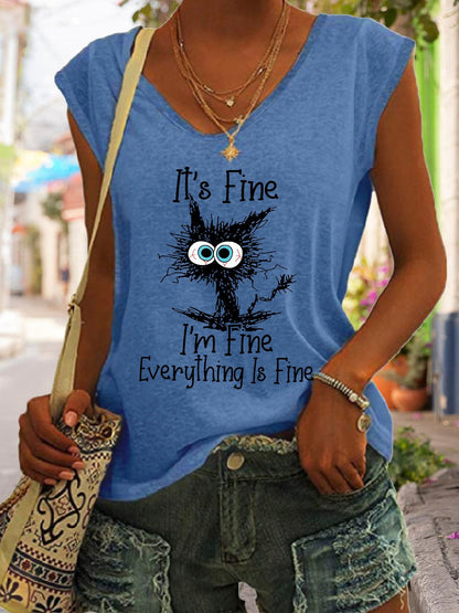 Women's V-Neck Printed Short Sleeve Loose Top – 14 Colors S–4XL FitiqueFit