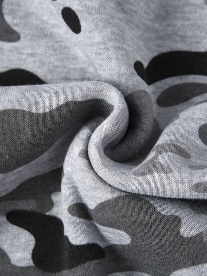 Men's Camouflage Loose Pullover Hooded Fleece Sweatshirt for Autumn And Winter, Hooded, Fleece NovaCart