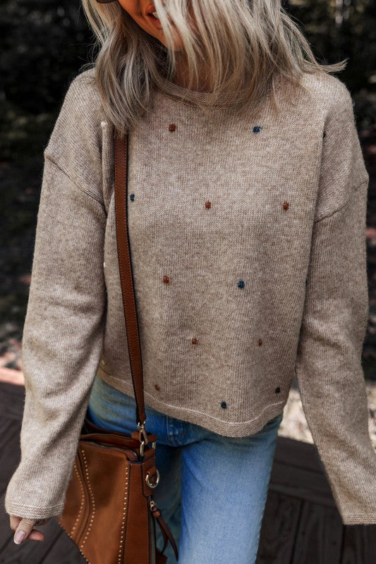 Polka Dot Drop Shoulder Sweater Shop Style & More | Fresh Looks, Everyday Deals & Free Shipping