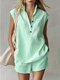 Women's Casual Sleeveless Cardigan Top & Shorts Set FitiqueFit