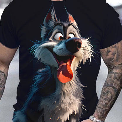Men's 3D Wolf Print T-shirt - Casual Round Neck FitiqueFit