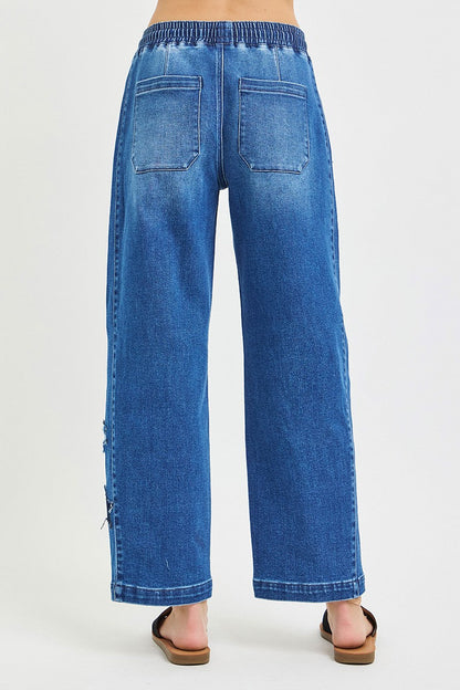 RISEN Elastic Band Slouchy Cropped Barrel with Star Patch New Era Fashion LLc