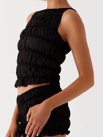 Ruched Texture Tank and Shorts Two-Piece Set New Era Fashion LLc
