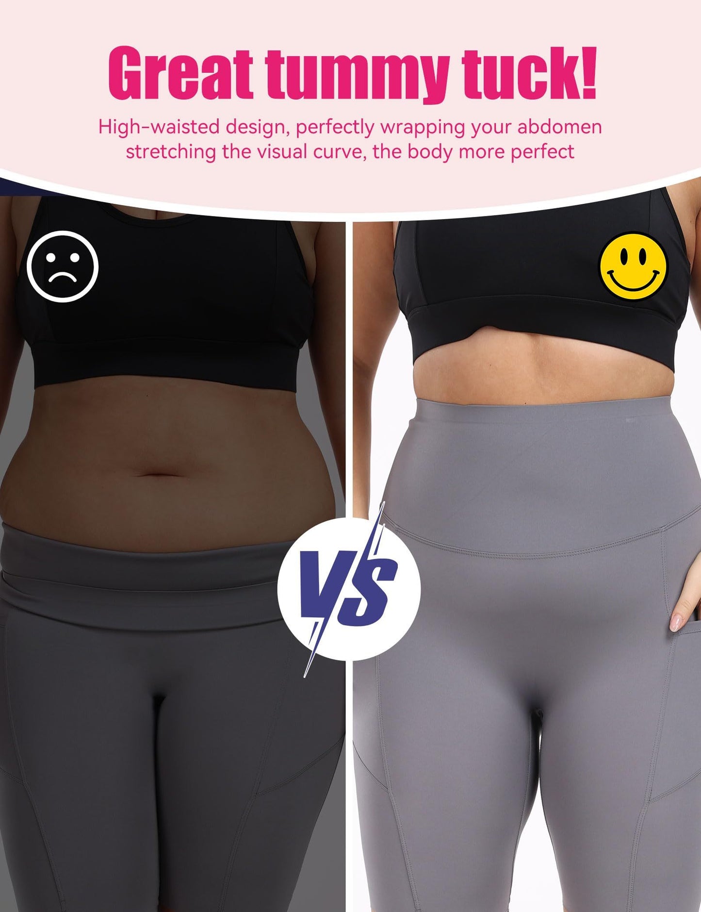 Cropped High-Waisted Yoga Pants with Diagonal Pockets FitiqueFit