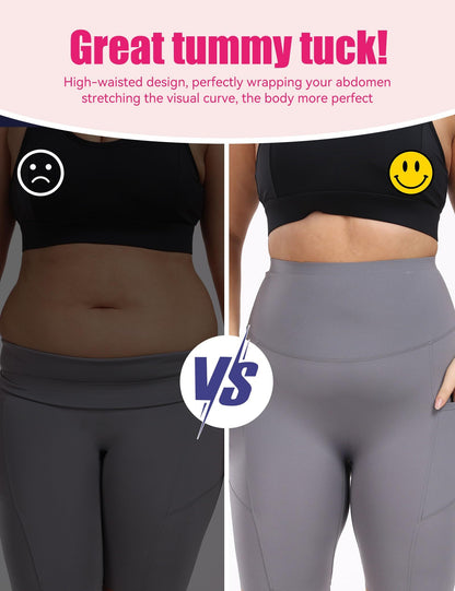 Cropped High-Waisted Yoga Pants with Diagonal Pockets FitiqueFit