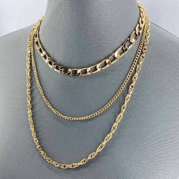 Multi Layered Gold Finish Necklace With Cuban Link Shop Style & More | Fresh Looks, Everyday Deals & Free Shipping