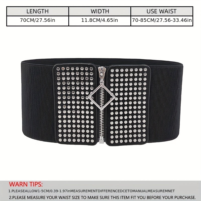 Wide Elastic Studded Belt Female Waist Gothic Plus Size Stretch Girdle Ladies Long Belts For Women Corset Waistband NovaCart