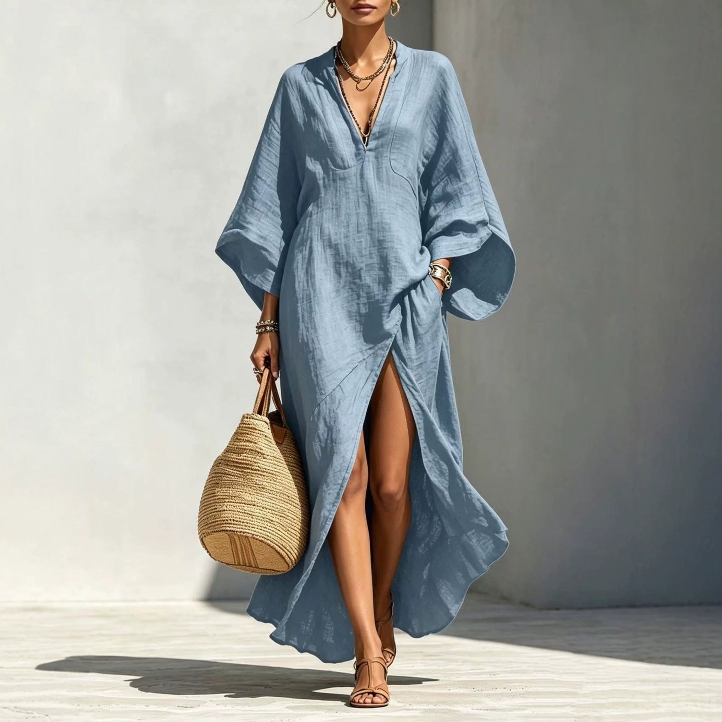 Women's Batwing Sleeve Loose Maxi Resort Dress FitiqueFit