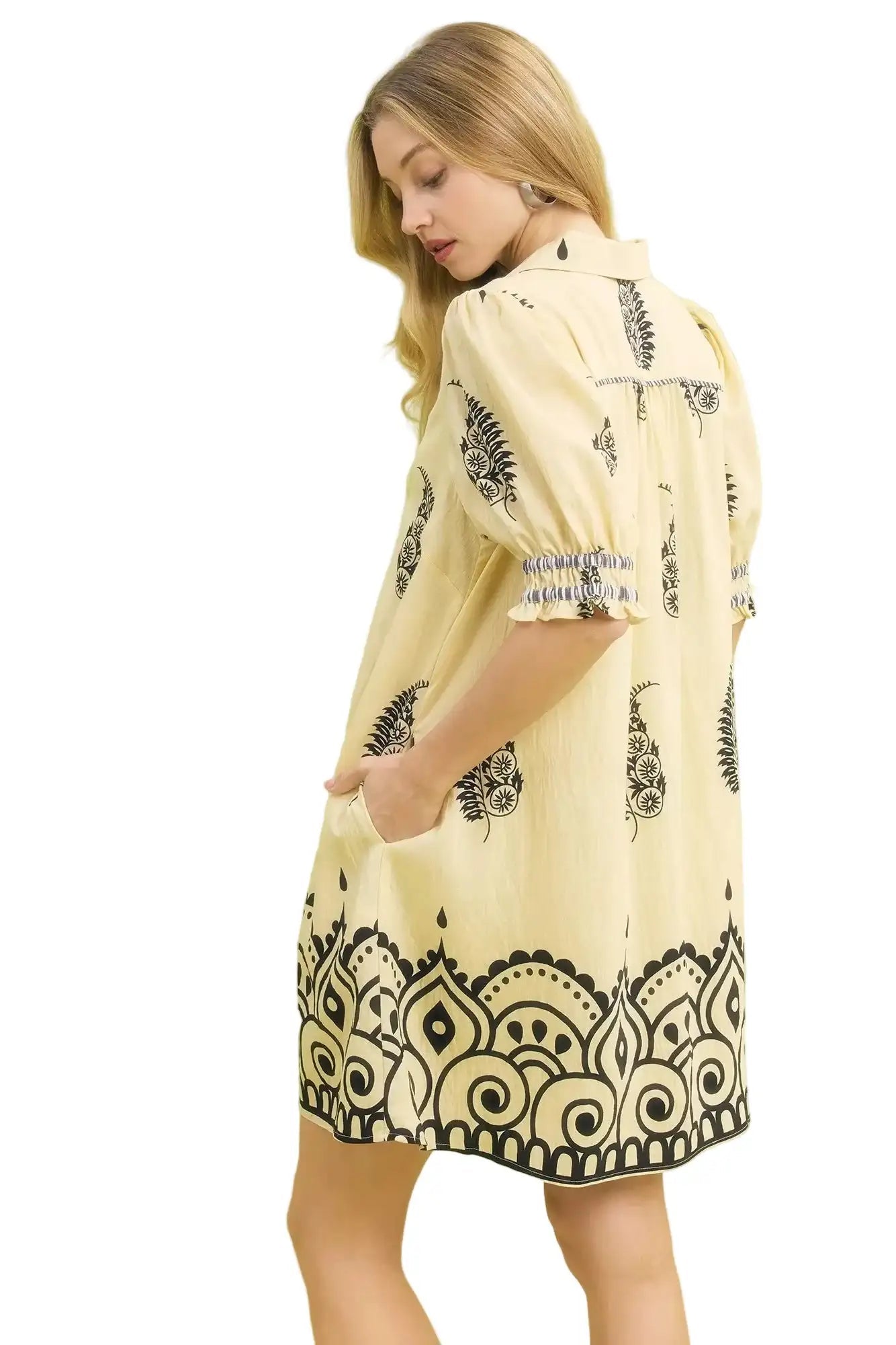Umgee Paisley Mandala Print Babydoll Dress West2East Surf