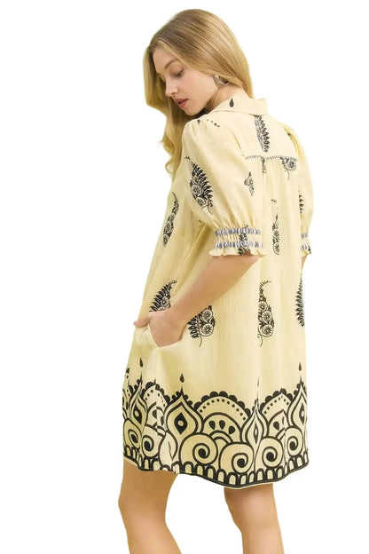 Umgee Paisley Mandala Print Babydoll Dress West2East Surf