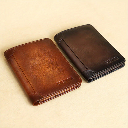 Genuine Leather Men's Wallet/Ultra-Thin Top-Grain Cowhide/Compact Multi-Function ID Credit Card Holder/RFID Blocking/Blessing Card Set/Christmas Valentine's Day Father's Day Gift NovaCart