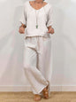 Women’s Multi Color Two Piece Set V Neck Top & Pants FitiqueFit