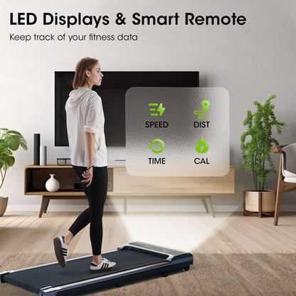 Walking Pad under Desk Treadmill with Remote Control Lightweight 2 in 1 Exercise Treadmill 0.6 to 3.8 Speed Range for Home Office Workout