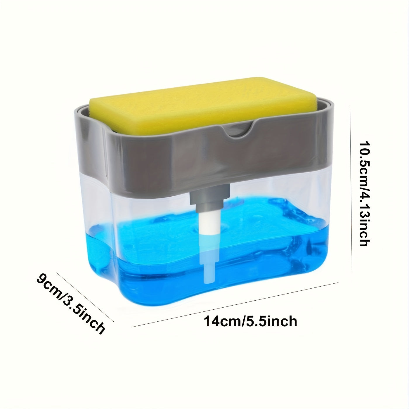 Modern Space-Themed • 1pc ABS Plastic Dish Soap Dispenser • Sponge Holder • Lightweight Square Kitchen Sink Accessory • Hand Wash Only • Solid Color Design NovaCart