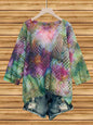 Women's Batwing-Sleeve Sweater – Hollowed-Out 3D Knitted Print Relaxed Fit FitiqueFit