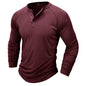 Mens Round Neck Henry Solid Color Long Sleeve T shirt FitiqueFit