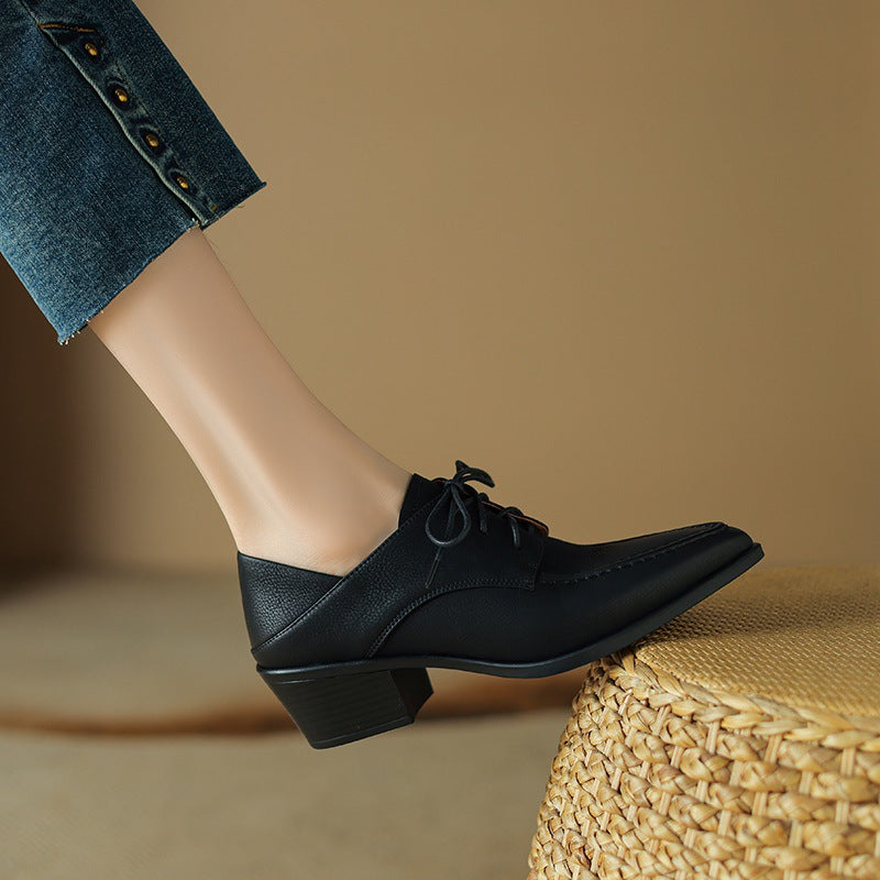Women's Retro Strap Chunky Heel Pointed-Toe Shoes FitiqueFit