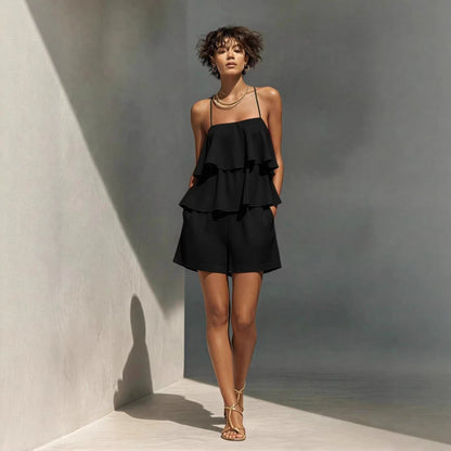 Women's Multi-Layer Ruffle Camisole & Shorts Set FitiqueFit