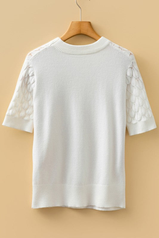 Fish Scale Textured Knit Short Sleeve Sweater Shop Style & More | Fresh Looks, Everyday Deals & Free Shipping