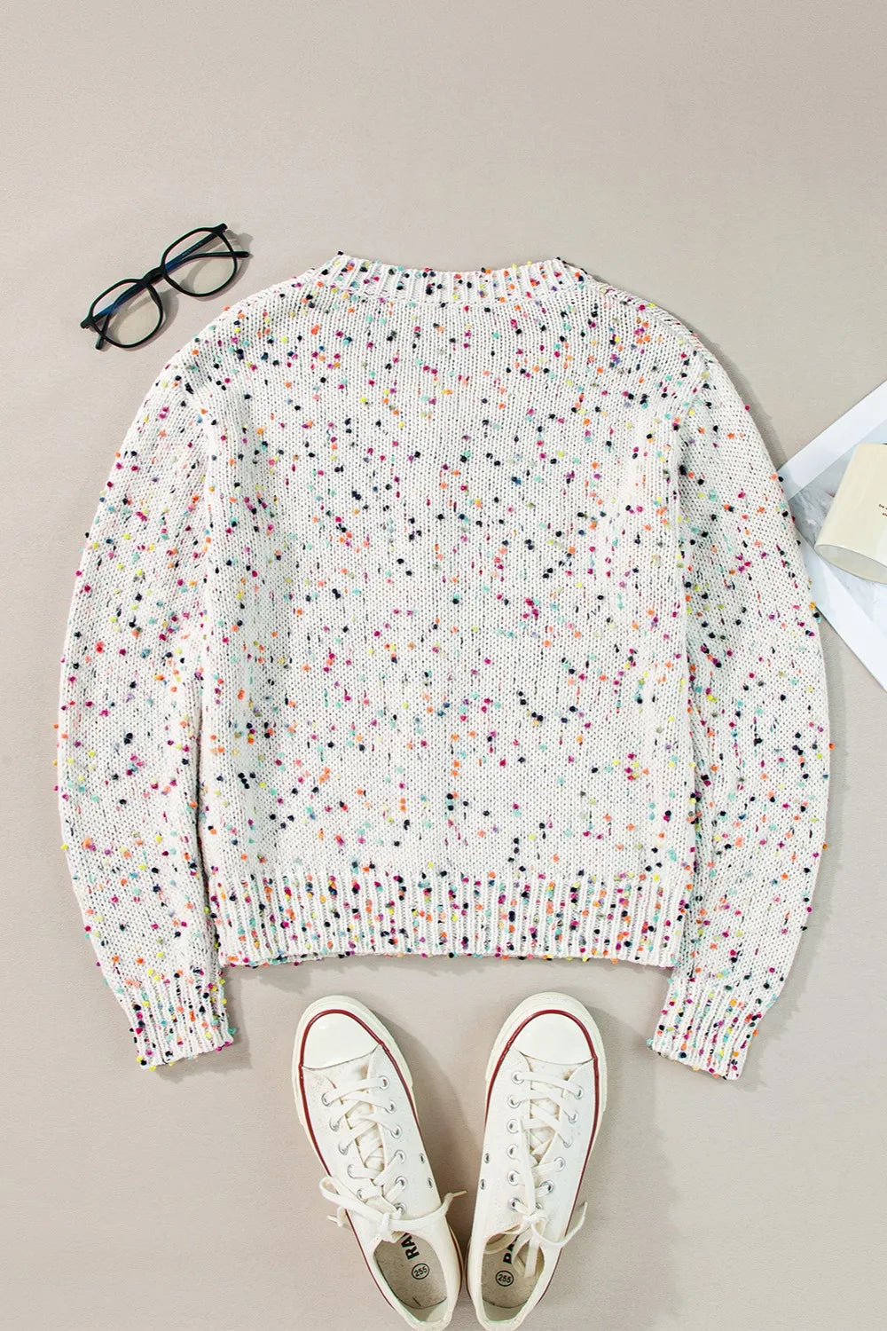 Confetti Button Up Long Sleeve Cardigan New Era Fashion LLc