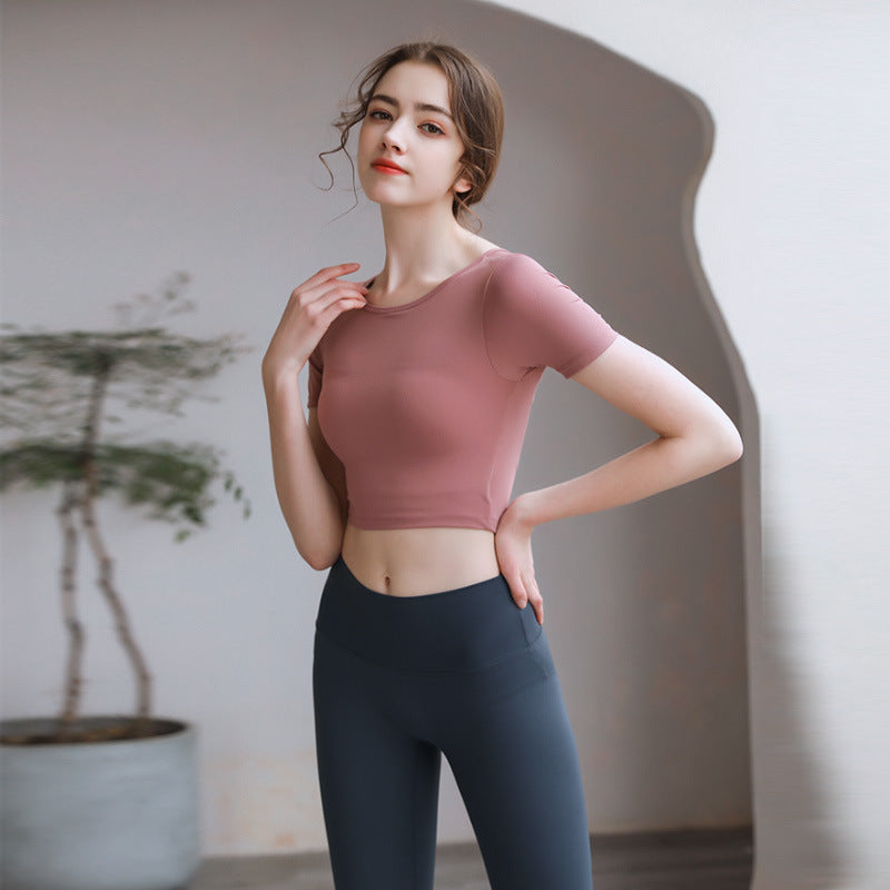 Tight Fit Yoga Top With Chest Pad Beauty Back Breathable FitiqueFit