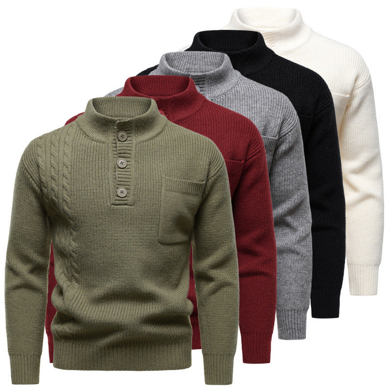 Men's Fashion British Henry Stand Collar Sweater Grayceful LLC