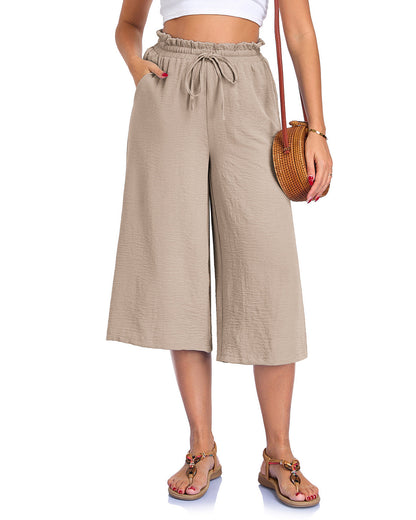Women’s Elastic Cropped Wide-Leg Pants FitiqueFit