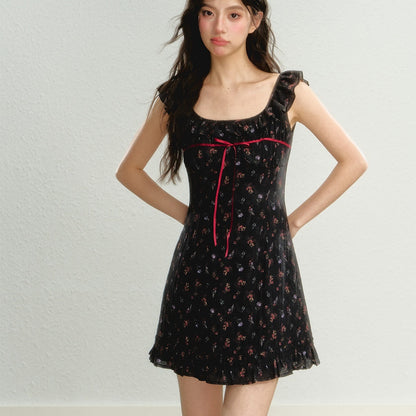 Women’s Sleeveless Floral Suspender Skirt FitiqueFit