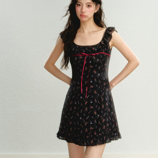 Women’s Sleeveless Floral Suspender Skirt FitiqueFit