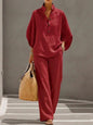 Women’s Casual Shirt and Full-Length Pants Set FitiqueFit