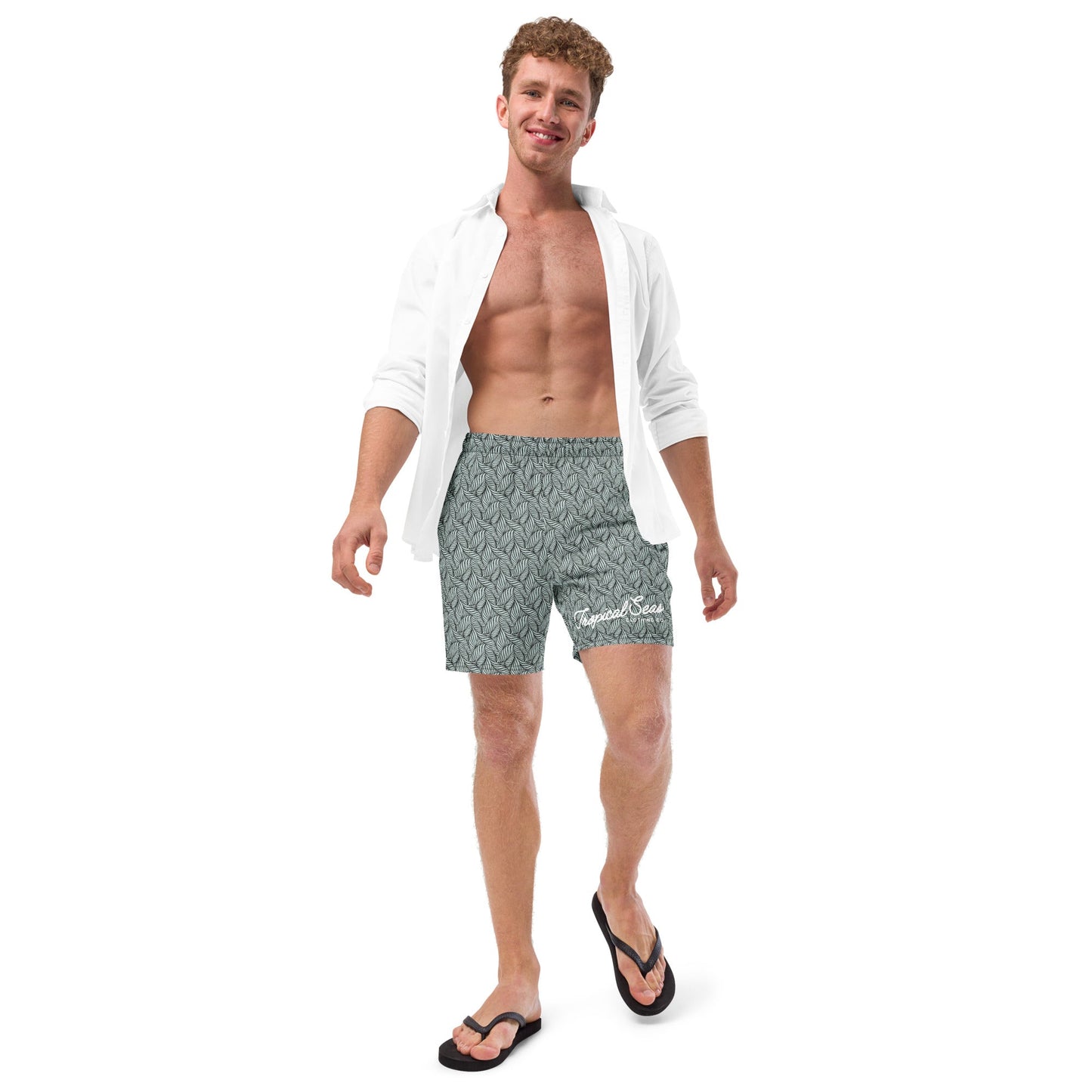 Men's Eco Grey Palm Swim Trunks New Era Fashion LLc