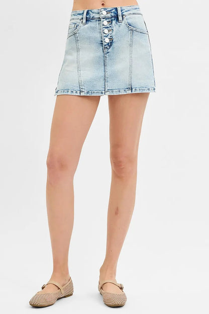 RISEN Full Size High Rise Button Down Skorts Plus Size West2East Surf
