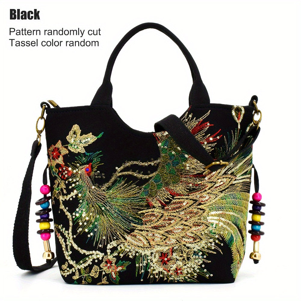 Wo 'S Embroidered Satchel Bag, Fashion Double Handle Purse, Retro Style Handbag with Removable Strap NovaCart
