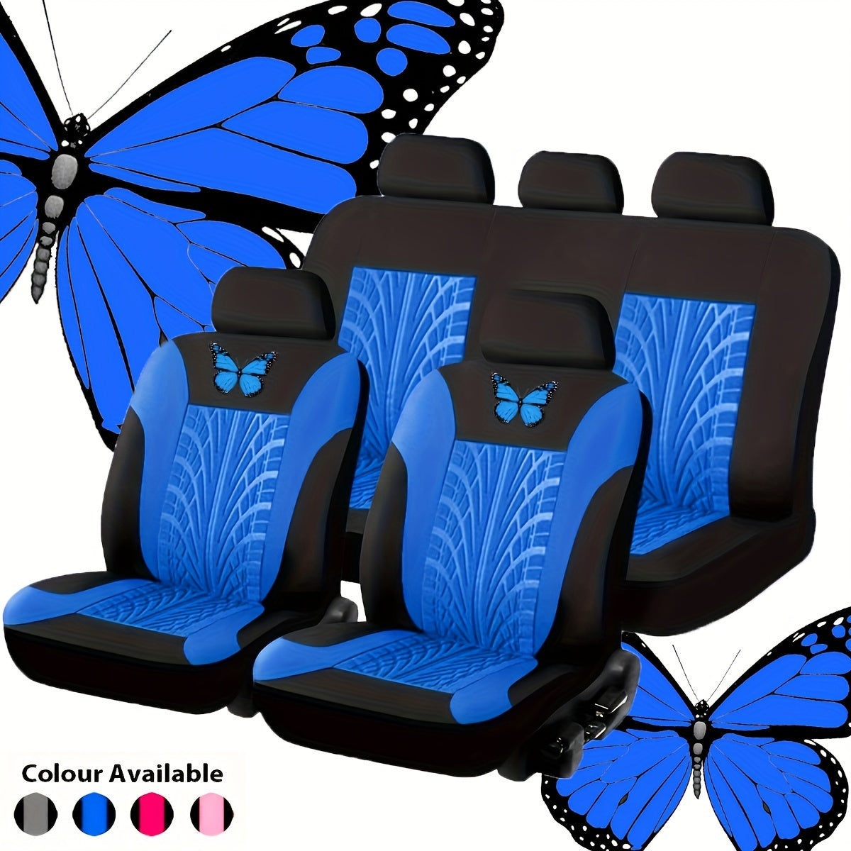 Butterfly Heat Transfer Craft Car Seat Cover for 5 Seats (Universal Type) NovaCart