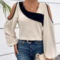Women's Cold Shoulder Color Block Long Sleeve Tee Shirt Casual Going Out Top See size chart under “more details” The Fashion Celestial