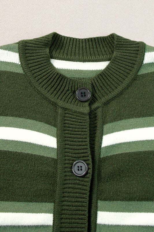 Stripe Drop Shoulder Buttoned Cardigan Sweater Shop Style & More | Fresh Looks, Everyday Deals & Free Shipping